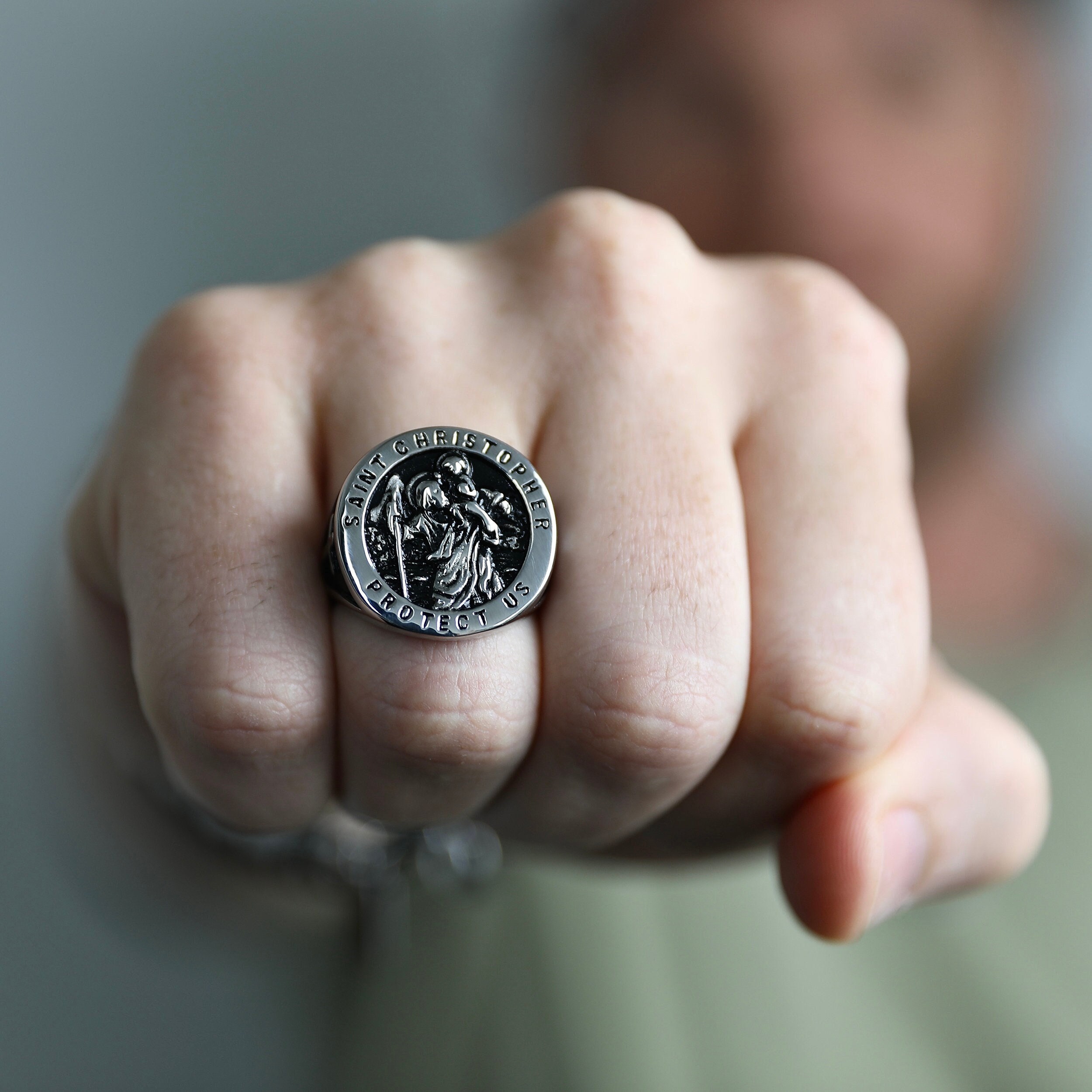 Men's Sterling Silver Saint Christopher Ring – Paffrath and Son