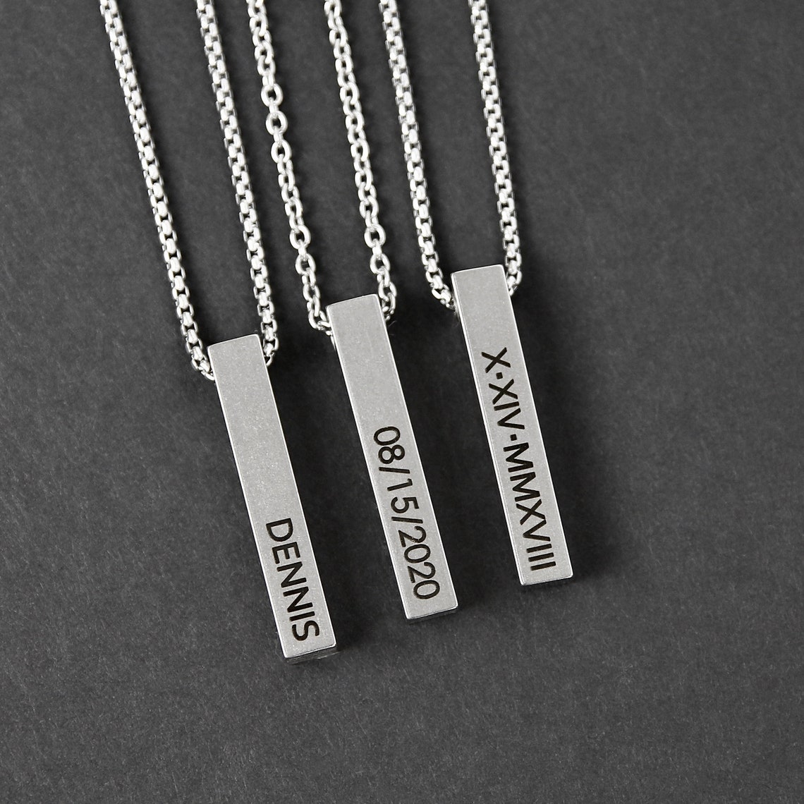 Bar Necklace Men's Necklace Customized Bar Pendant Etsy
