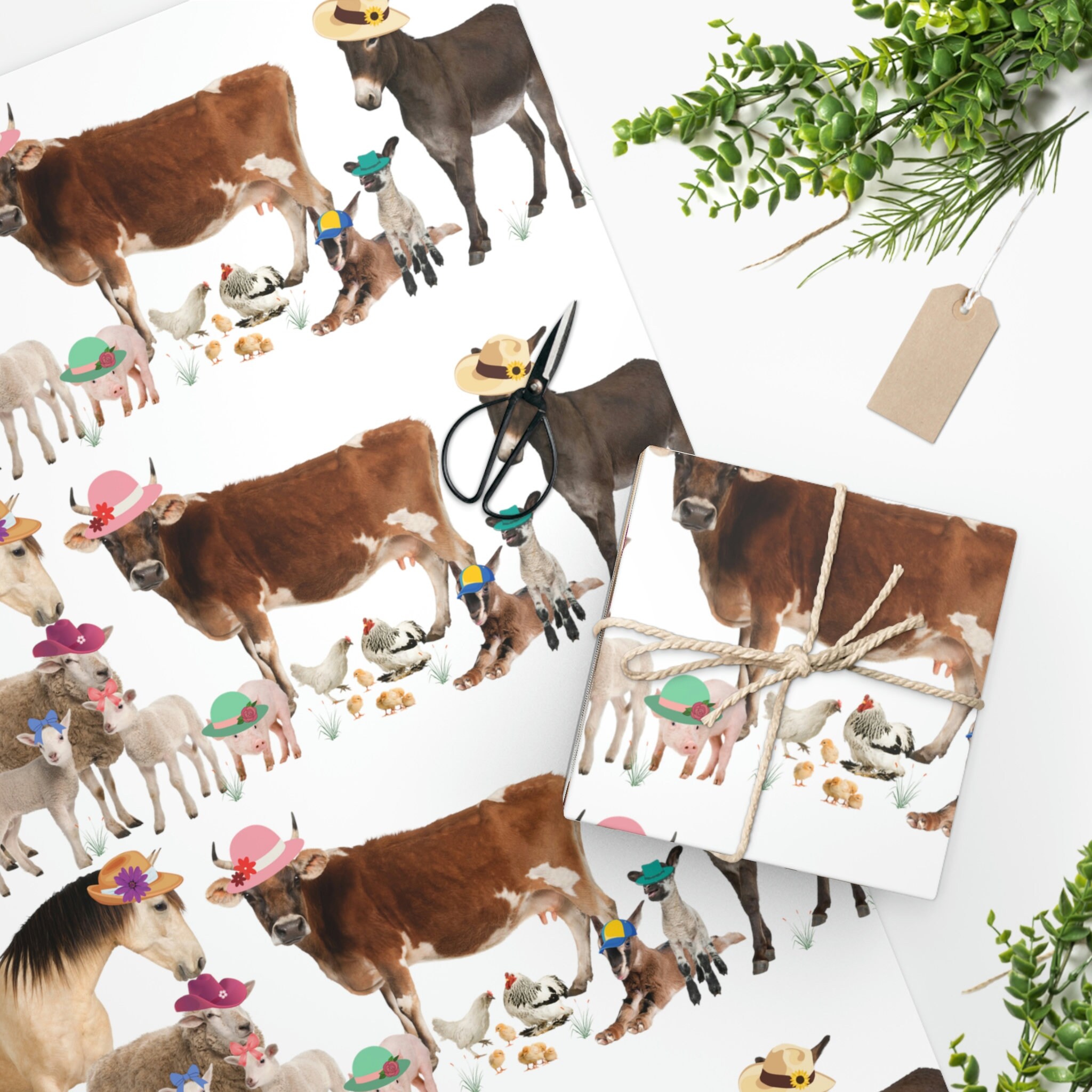 Adorable Farm Animal Gift Wrapping Paper Animal Lover Gift - Etsy