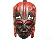 African Mask - Vintage Handmade Wooden work Art Sculpture, Face Mask Wall Decor
