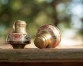 Vintage Hand painted salt & pepper shakers - metal work (2 objects)