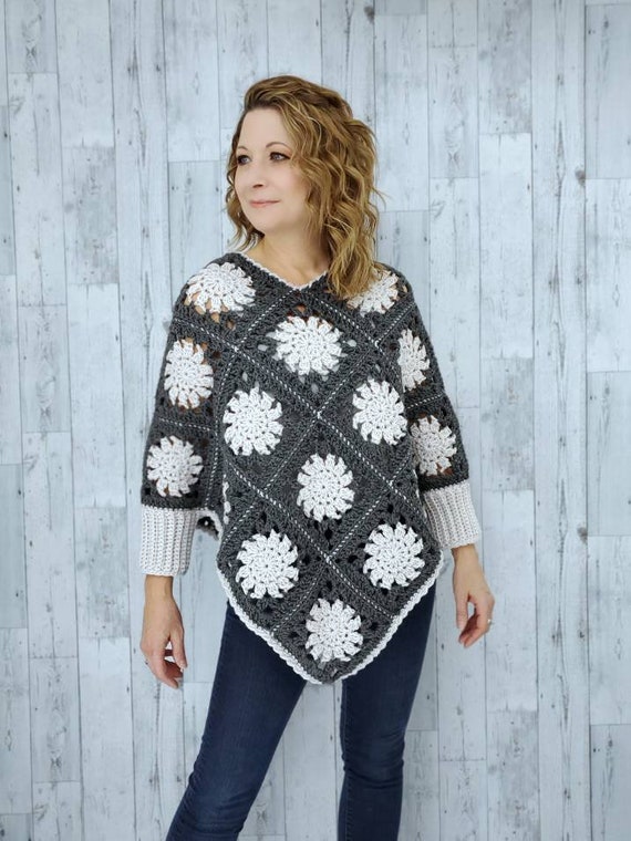 Grey Crocheted Poncho Grey Crocheted Poncho