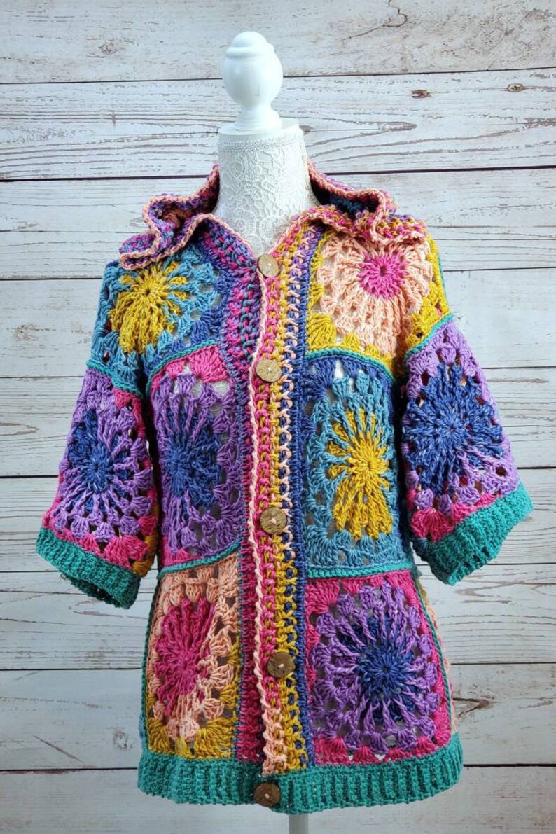 Granny Square Cardigan/ Patchwork Coat/ Crochet Cardigan/ | Etsy
