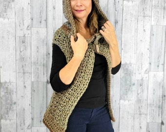 Womens Sweater Vest/ Chunky Cable Knit Sweater/ Hand Knitted Sleeveless Cardigan/ Ladies & Girls Fashion Knitwear/  Short, Warm Crochet Coat