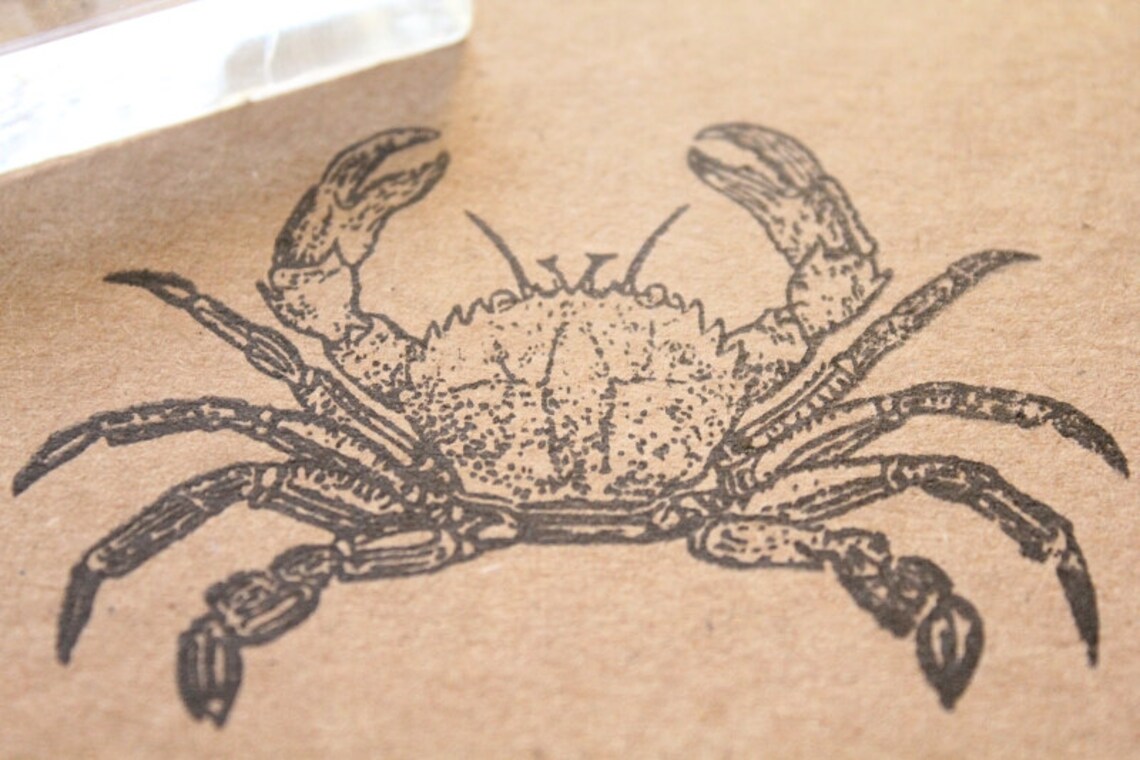 Crab Rubber Stamp 2x3 Inches Etsy