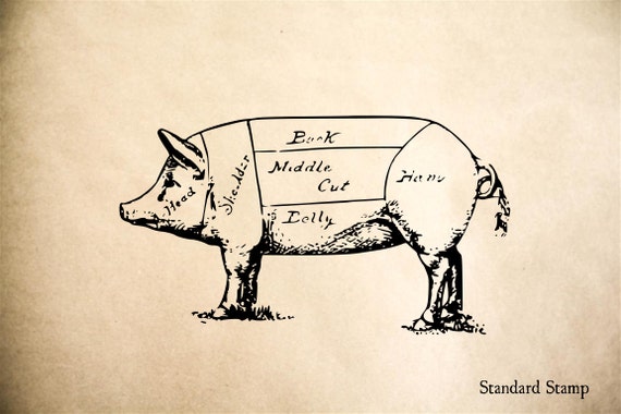 pig rubber stamp 2 x 2 inches etsy
