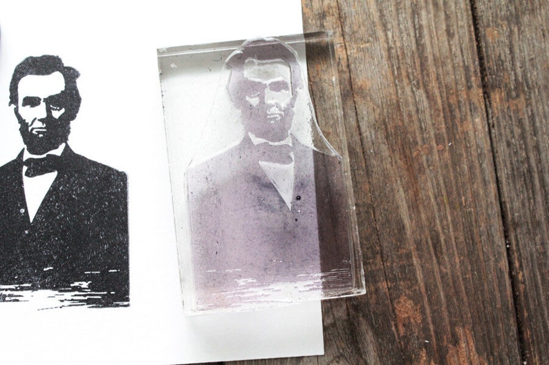 Abe Lincoln Rubber Stamp 2x3 Inches Etsy