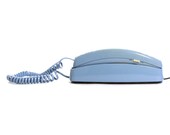 Push Button Phone Vintage 80s Blue Analog Land Line Telephone for Desk or Wall