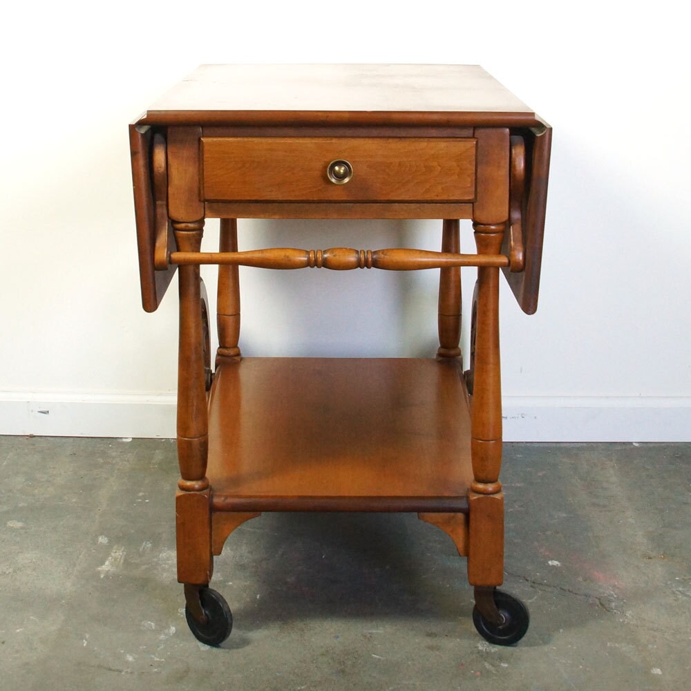 Maple Tea Cart / Vintage 1960s Bar Cart with Folding Leaves & Etsy