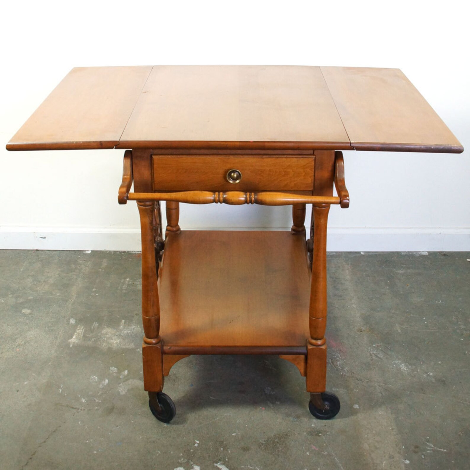 Maple Tea Cart / Vintage 1960s Bar Cart with Folding Leaves & Etsy