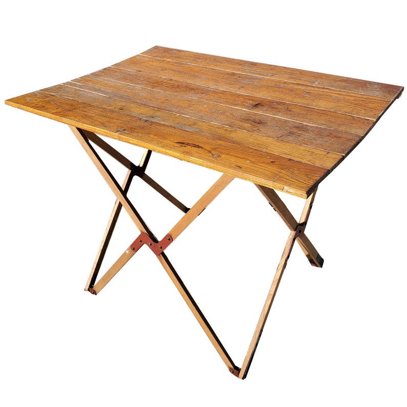 Antique Folding Wood Harvest or Military Field Table Rustic Etsy