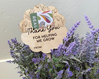 Thank You For Helping Me Grow, Teacher Appreciation, Teacher gift card holder, Engraved Plant Stake, Gift for Teachers