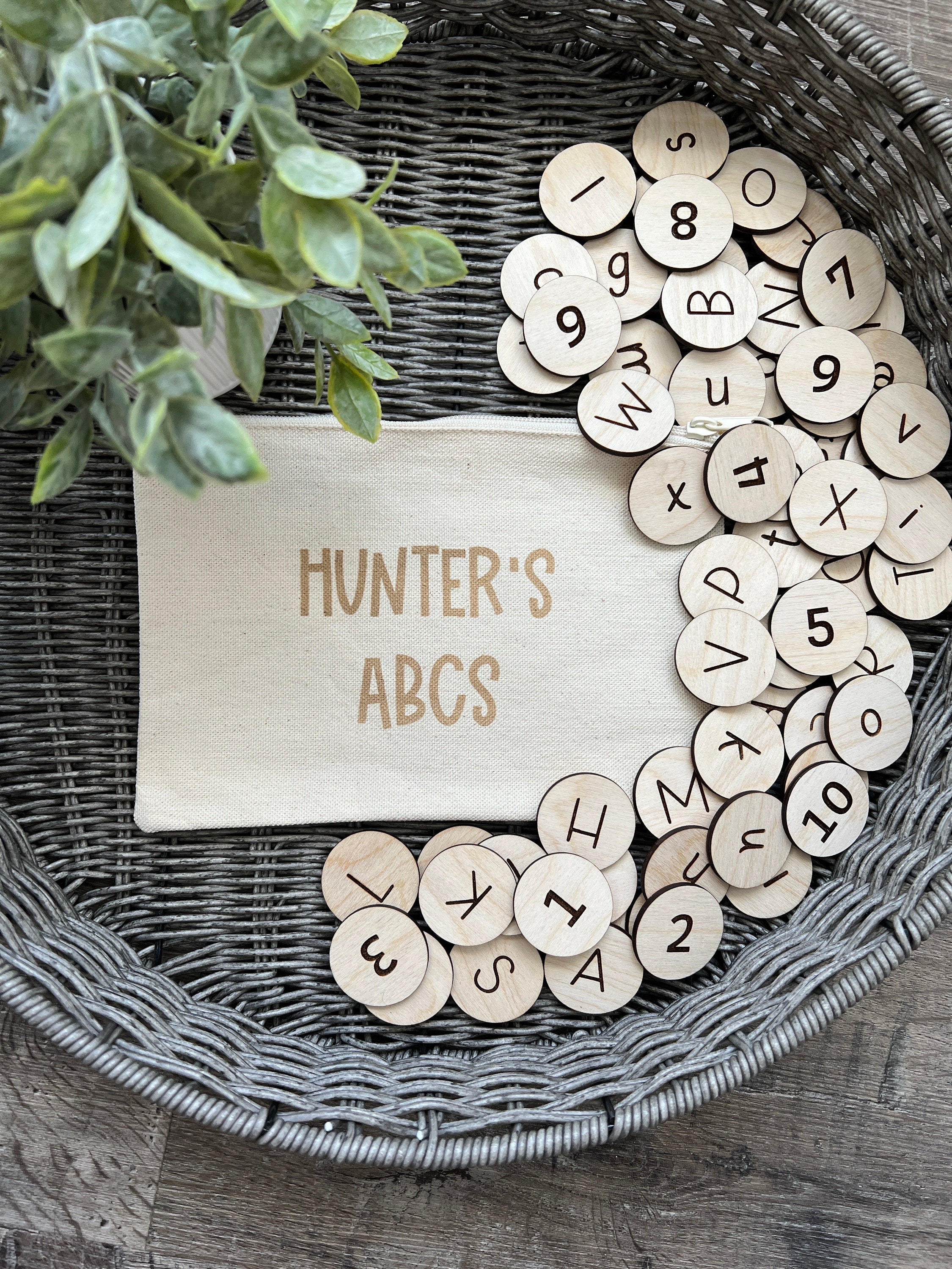 Custom ABC Wood Coins for Preschool, Wood Alphabet and Number Coins ...