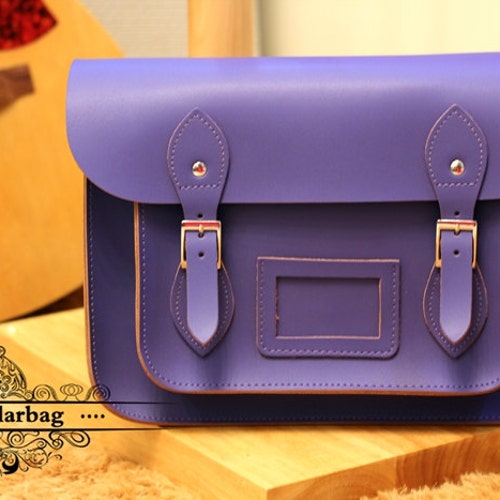 3 color - Handcrafted Artisan Genuine Leather Backpack Messenger Bag ln the batchel 13 inch purple bags BB05