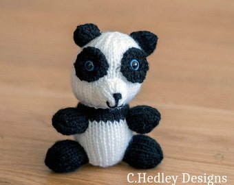 Mini Knitted Plush Panda Bear - Toy, Baby Shower, Stuffed Animal, Nursery, Toy, Desk Companion and more