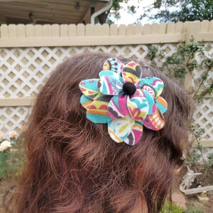 Patterned Felt Flower Hair Clip/Hair Tie - Whacky Day