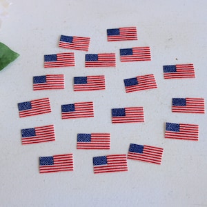 Vintage 1970s Flag Patches, American Flag Iron On 1.25&quot; Wide, Dollmaking Sewing Crafting Altered Art