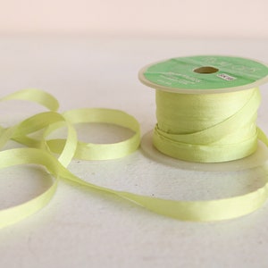 Silk Ribbon in Apple Green 7mm Narrow Trim, .25&quot; Wide, Five Yards