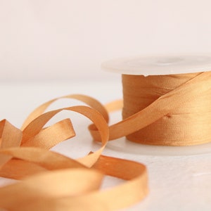 Silk Ribbon Gold 7mm Wide, .25&quot;, 5 yards