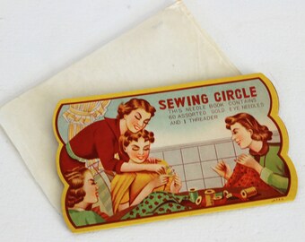 Vintage 1940s Sewing Circle Needle Book / Sewing Kit / Needle Set / Assorted Needles / Needle Threader / Japan