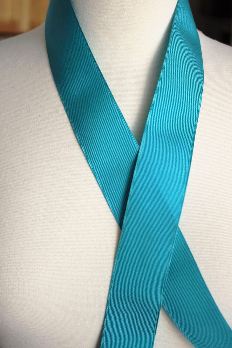 Vintage Teal Blue Grosgrain Ribbon Trim 1.5 Wide 2 Yards Turquoise Aqua Altered Art Scrapbooking Costume Sewing Headbands
