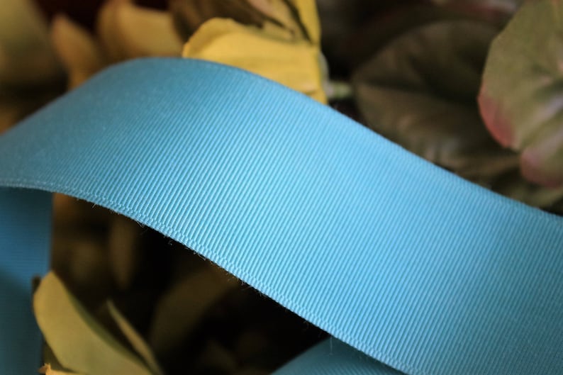 Vintage Teal Blue Grosgrain Ribbon Trim 1.5 Wide 2 Yards Turquoise Aqua Altered Art Scrapbooking Costume Sewing Headbands