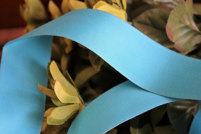 Vintage Teal Blue Grosgrain Ribbon Trim 1.5 Wide 2 Yards Turquoise Aqua Altered Art Scrapbooking Costume Sewing Headbands
