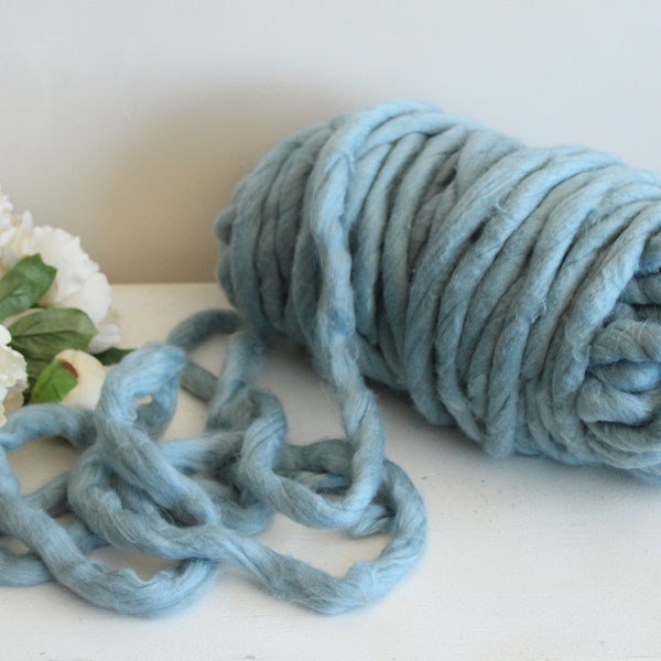 Extra Chunky Jumbo Yarn, Loops and Threads Free Spirit, Dusty Blue, 54 Yards, 35 oz, Knitting Supply