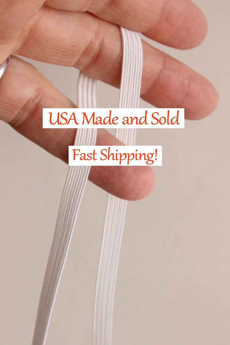 USA Made 1/4' Elastic, Or 3/8', 3/4', White Or Black, Five Or Ten Yards / Face Masks, Costuming Crafting Sewing Supply 