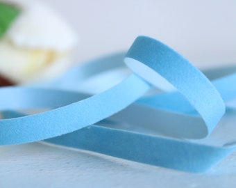 Vintage Velvet Ribbon Pale Blue 8mm 2 yards, Velour Giftwrap Trim