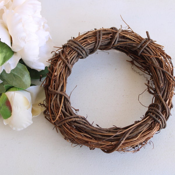 Grapevine Wreath, NOS, 6" Diameter, Single or Double, Natural Round Twig Look Frame