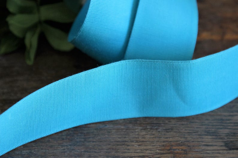 Vintage Teal Blue Grosgrain Ribbon Trim 1.5 Wide 2 Yards Turquoise Aqua Altered Art Scrapbooking Costume Sewing Headbands