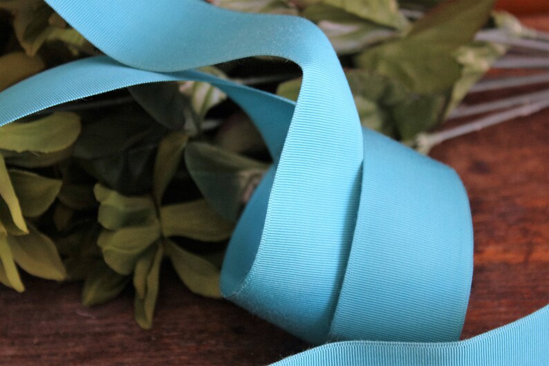 Vintage Teal Blue Grosgrain Ribbon Trim 1.5 Wide 2 Yards Turquoise Aqua Altered Art Scrapbooking Costume Sewing Headbands