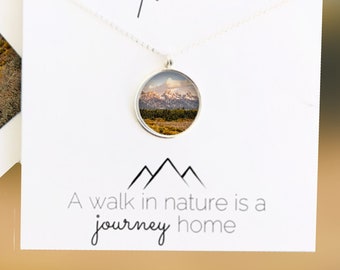 Grand Teton National Park - Custom Jewelry - Large Round Necklace - Mountains - Keepsake Jewelry - Made By Foterra Jewelry