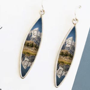 Grand Teton Reflection Earrings - Handmade Keepsake Jewelry - Custom Jewelry - Pendant Earrings - National Park - Made By Foterra Jewelry