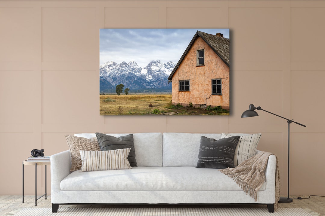 The Pink House Mormon Row Landscape Photography Grand Etsy