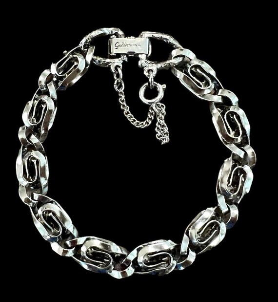 Vintage Signed Goldette Silver Tone S Link Bracel… - image 1