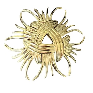 Vintage Signed Kenneth Jay Lane KJL Modernist Knot Gold Tone Brooch Pin