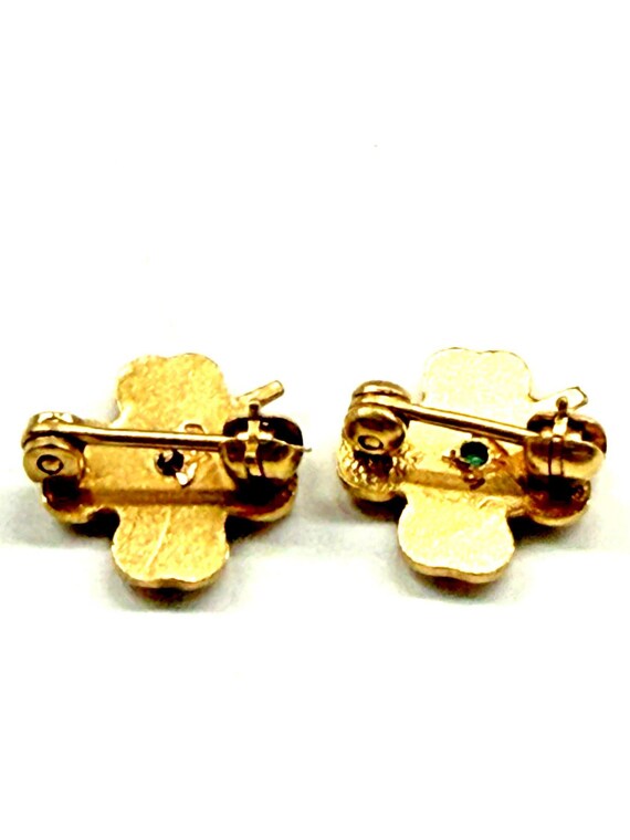 Vintage Small Signed 10K Solid Gold Emerald Ruby … - image 3