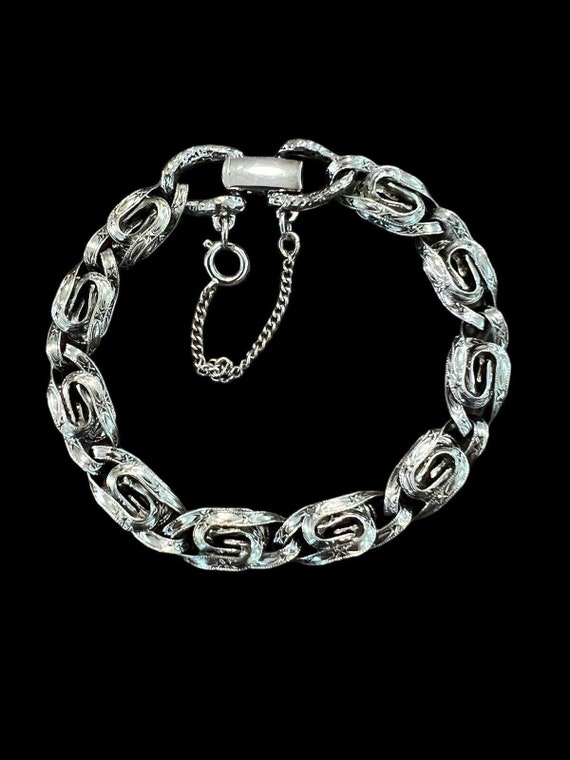 Vintage Signed Goldette Silver Tone S Link Bracel… - image 9
