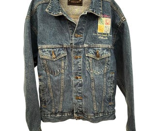 Vintage Butterfield Sage Atlanta Brighton Jewelry Denim Blue Jean Jacket Size M
