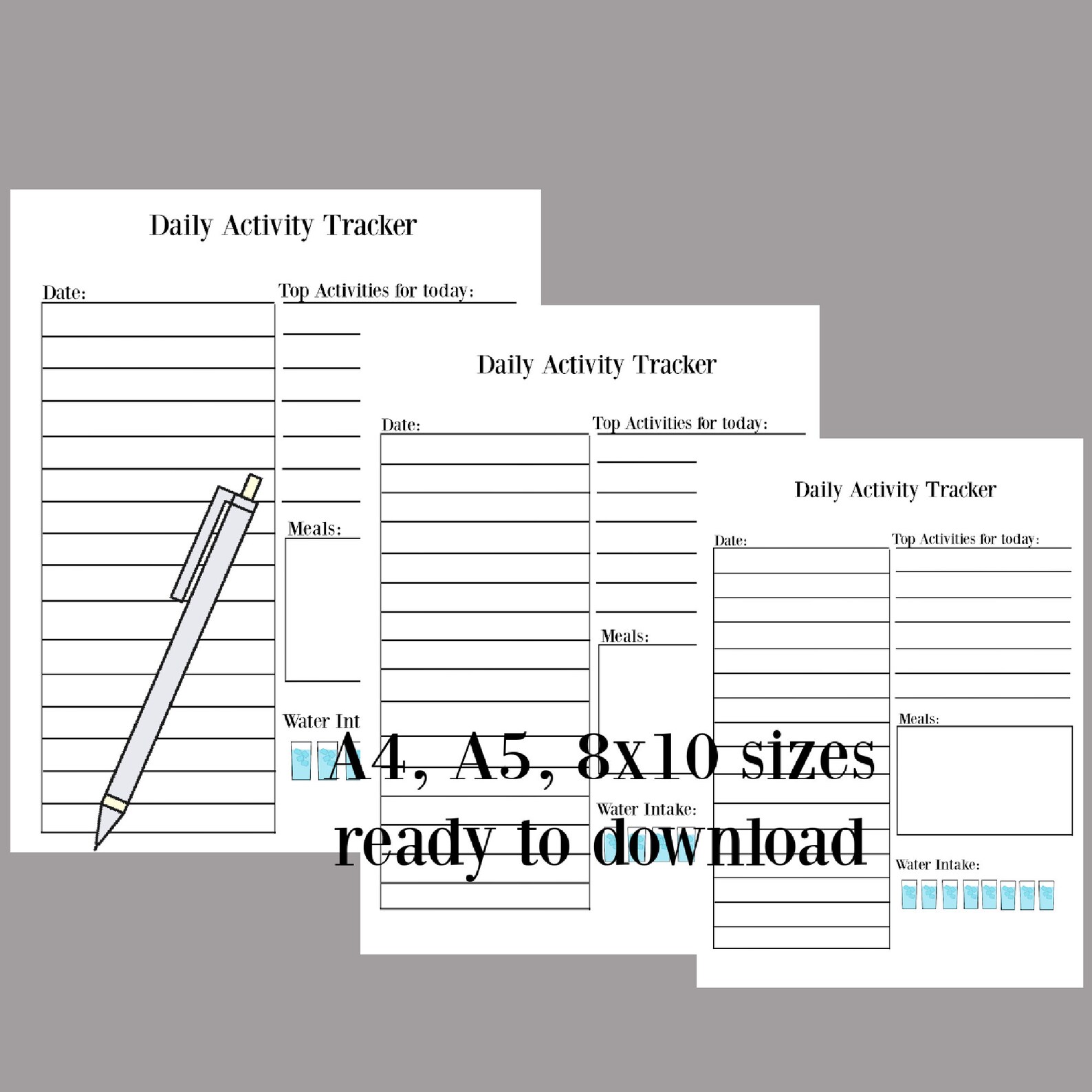 Daily Activity Tracker Pdf Budget Pdf Printable Minimalist Etsy