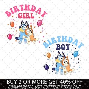 Bluey Birthday Boy Birthday Girl Png, Birthday Cartoon Png Bundle, Birthday Magical Sublimation, My Birthday Png, Bluey Dog Birthday Party