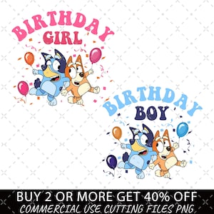 Bluey Birthday Boy Birthday Girl Png, Birthday Cartoon Png Bundle, Birthday Magical Sublimation, My Birthday Png, Bluey Dog Birthday Party