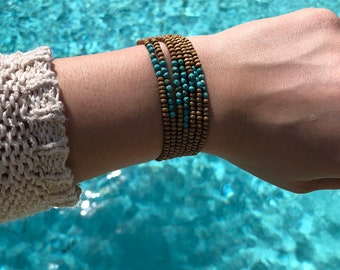 Beaded Stack Bracelet Set with Turquoise Accent