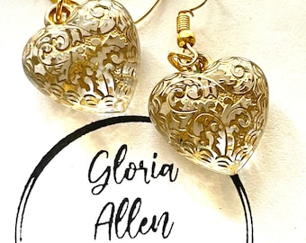 Acrylic Heart Earrings, Heart Dangle Earrings,Chunky Heart Earrings, Gift For Her