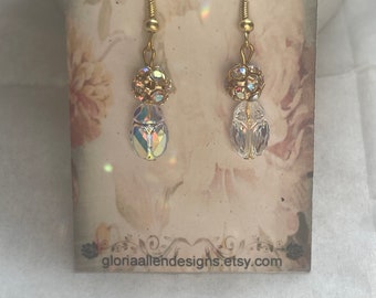 White Crystal Earrings, Minimalist Ear Drops, Gift For Mom, Sister, Friend