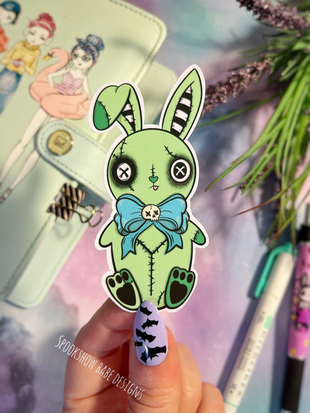 Gothic Bunny Sticker/creepy Cute Spring Sticker/spooky Easter Bunny ...