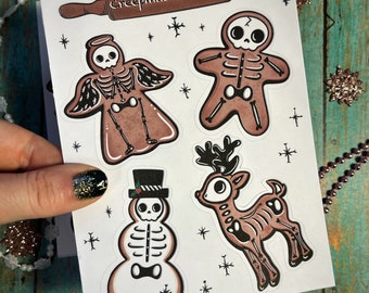 Christmas Cookie Sticker Sheet/Planner Stickers/Creepy Cute Stickers/Christmas Sticker/Handmade Sticker/Gothic Christmas Sticker Sheet