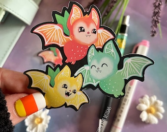 Bat Sticker/Lemon Sticker/Lime Sticker/Fruit Sticker/Citrus Sticker/Pastel Goth/Creepy cute sticker/Laptop sticker/Summerween Sticker